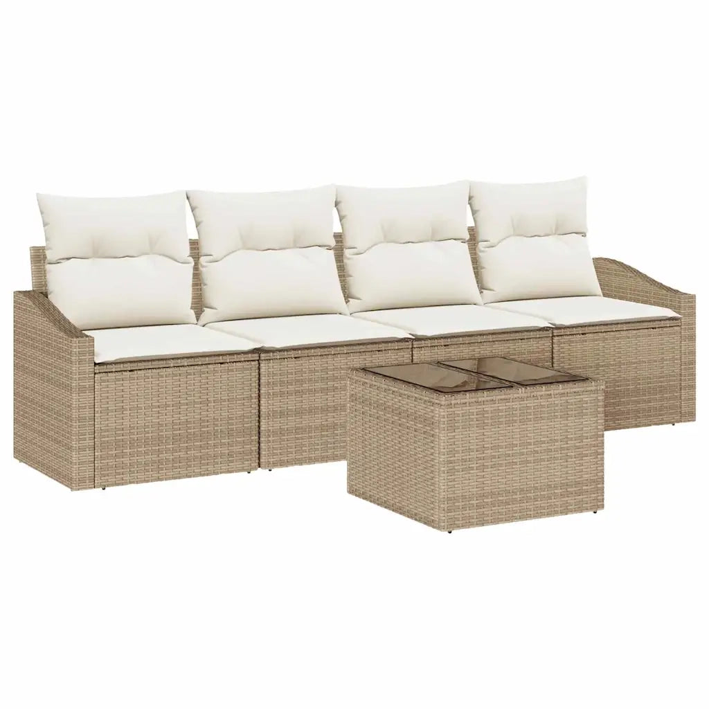 Set di divani con cuscino 5 pcs Beige e Crema polyrattan 3355260