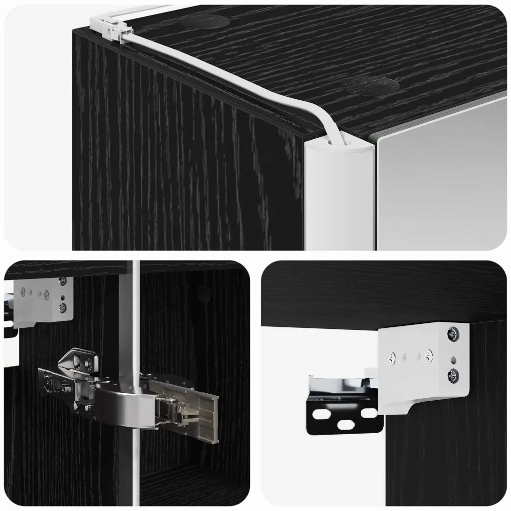 Mobiletto per specchio da bagno Rovere Nero 889248