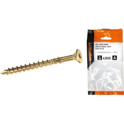 VITE LEGNO WOOD SELF WORKIT - ZINCATA GIALLA CAVA TX25 MM 4,5X50 CF=PZ 11- 5 confezioni