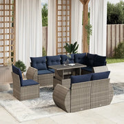 Set Divani da Giardino 9 pz con Cuscini Grigio in Polyrattan 3268671