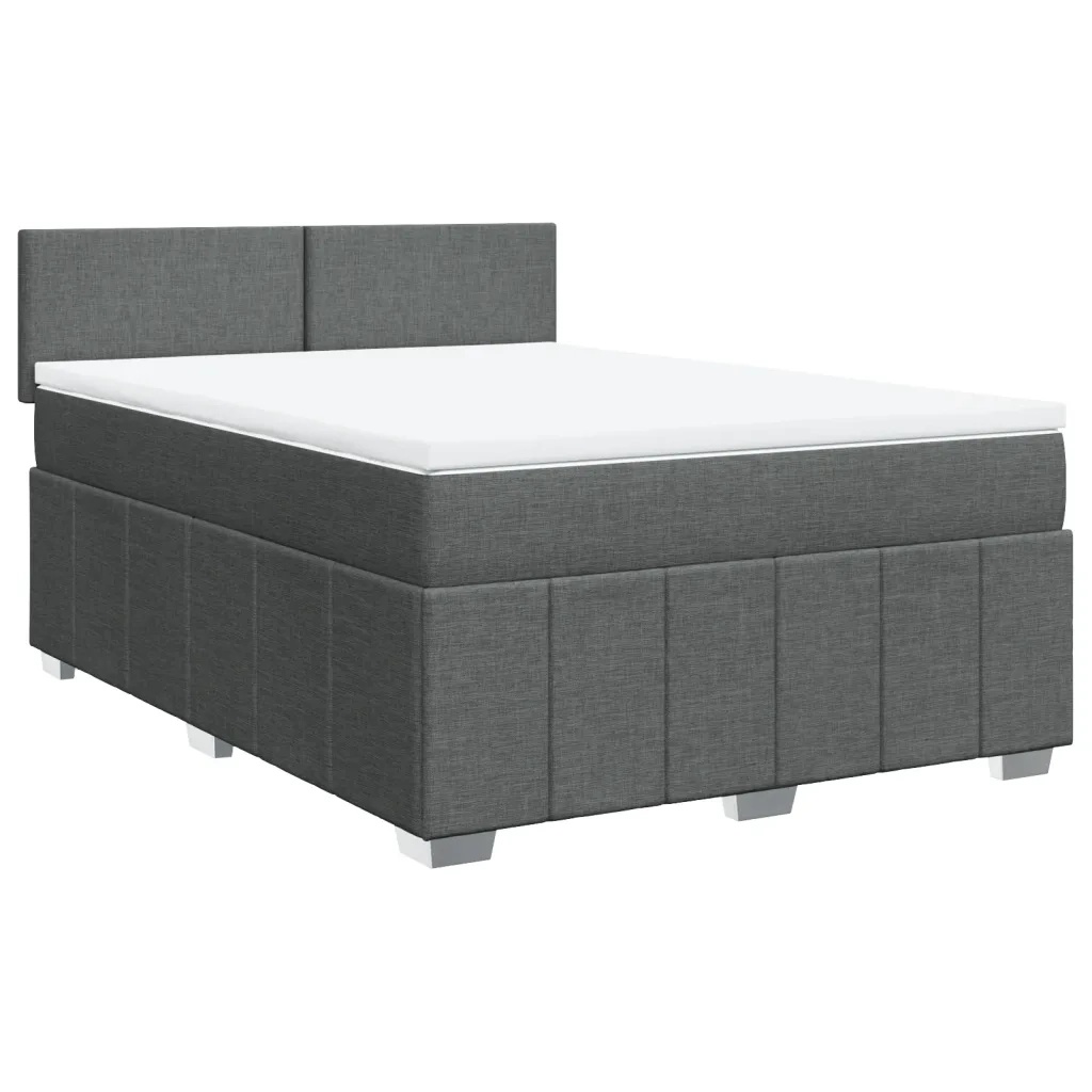 Giroletto a Molle con Materasso Grigio Scuro 160x200 cm Tessuto
