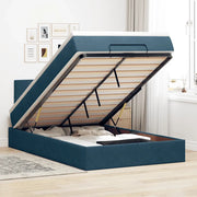 Pouf Letto con Materasso e LED Blu Scuro 120x190cm in Velluto