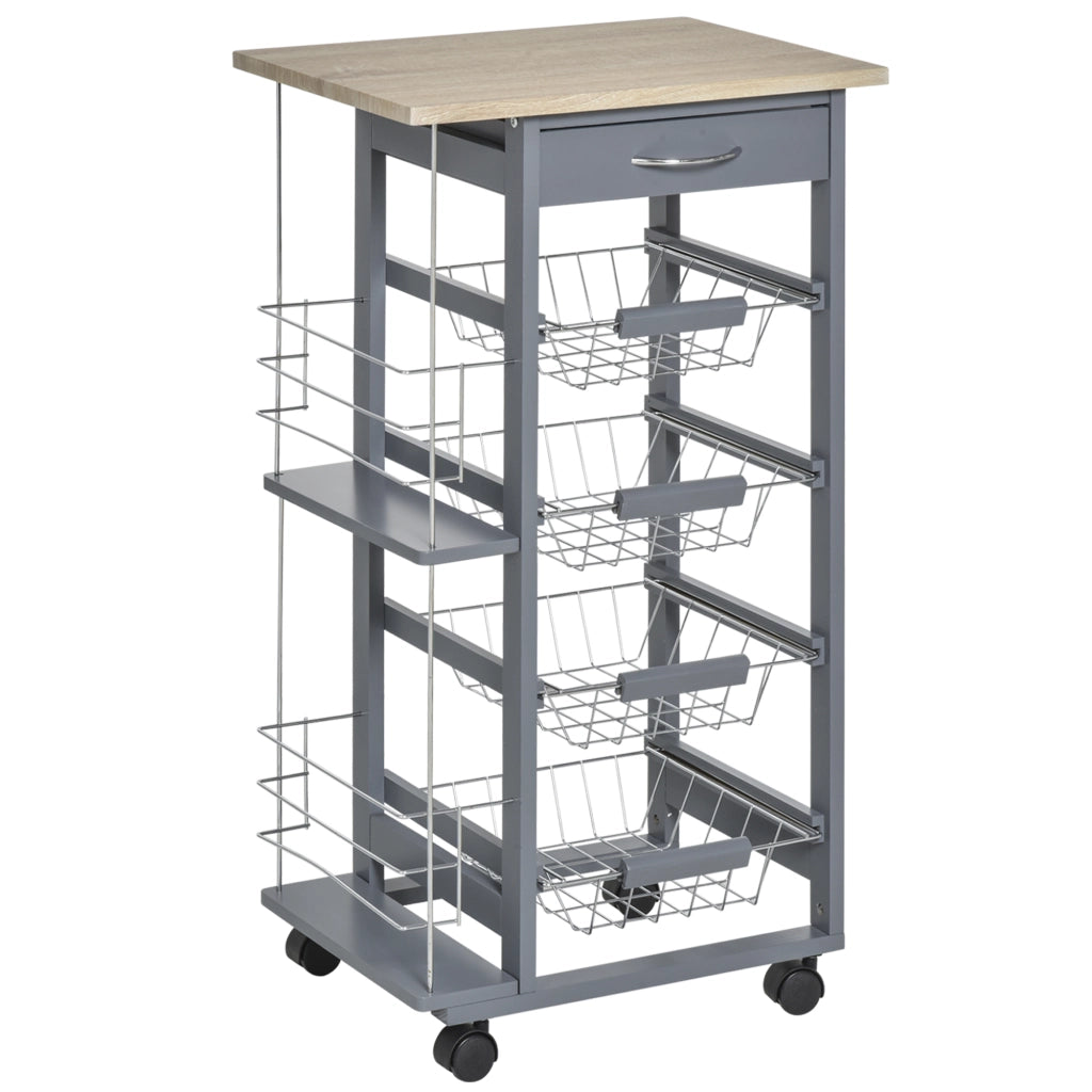 Carrello da Cucina con Cassetto e Cestelli ¨C Minimal ¨C Grigio Scuro