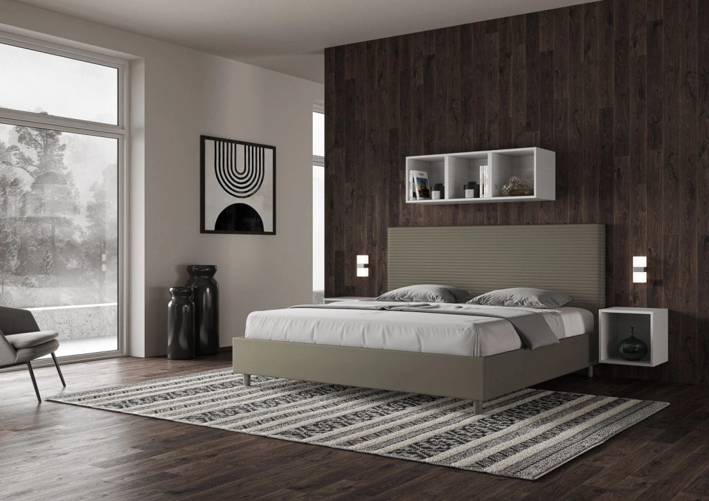 BS COM Letto contenitore imbottito 180x190 similpelle cappuccino
