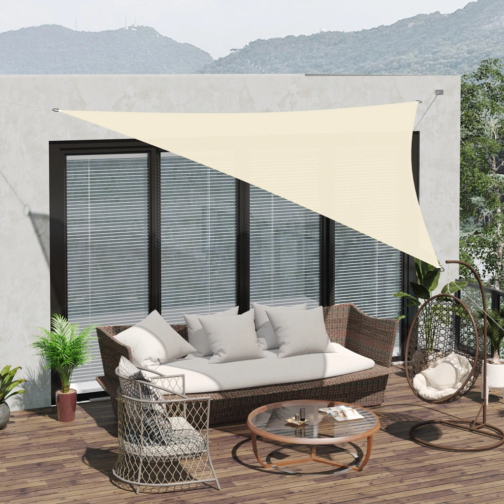 Tenda a Vela Triangolare Parasole per Esterni ¨C zephmum ¨C Crema Bianco Avorio 3x3x3 m