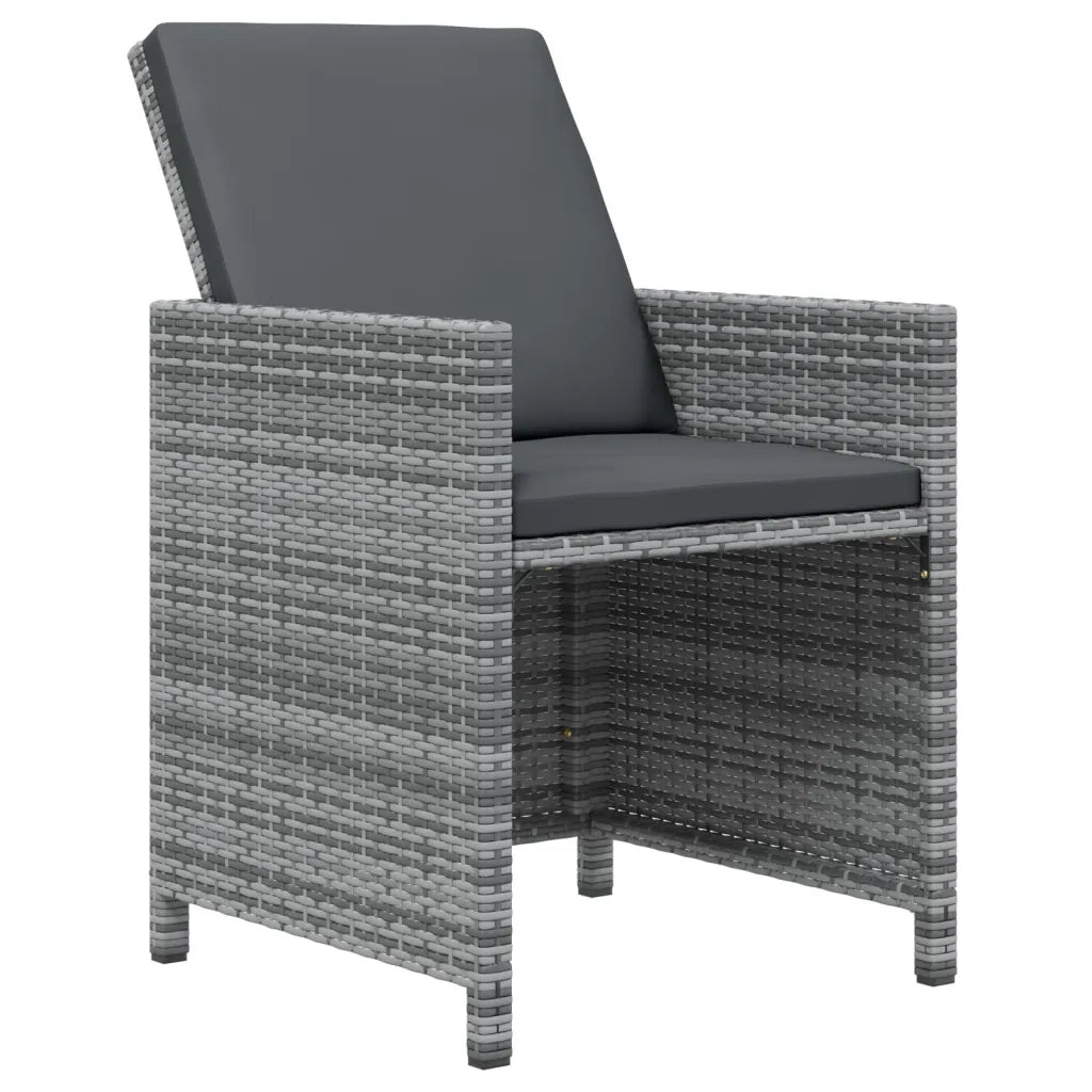 Set Pranzo da Giardino 9 pz con Cuscini in Polyrattan Grigio 3095526