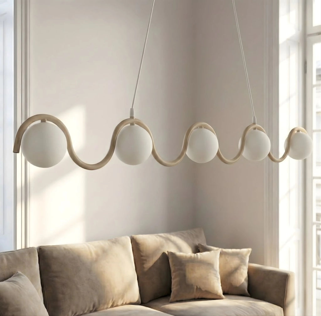 Lampada sospesa SINUS ondulata 5 luci G9 beige Emibig