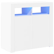 Credenza con Luci -Buffet-Armadio da cucina Bianca 80x35x75 cm
