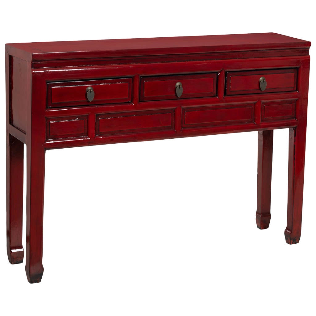 Mobile da ingresso in legno rosso 129x30x89h cm