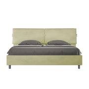 BS COM Letto matrimoniale king size contenitore imbottito 180x190 microfibra tè verde
