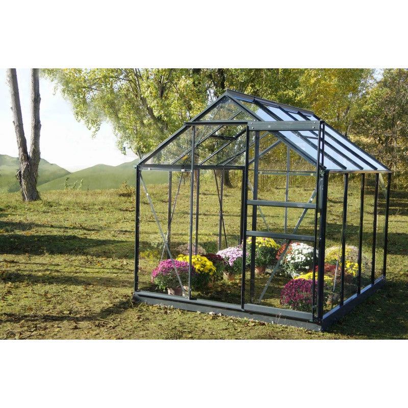 Serre en verre SEKURIT 86 4 mm + Base - 4.65 mÂ² - Gris anthracite