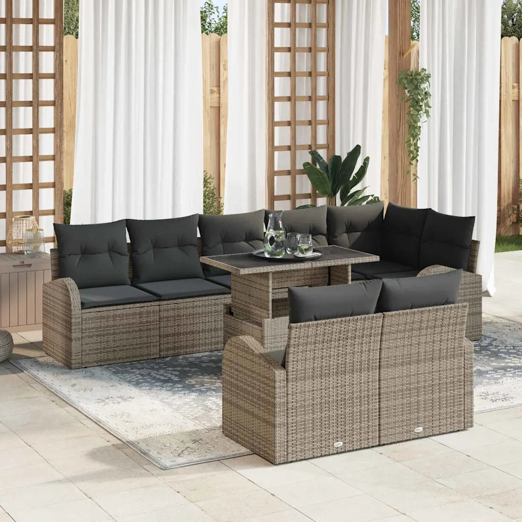Set Divano da Giardino con cuscino 9 pcs Grigio polyrattan 3348665