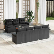 Set Divano da Giardino con cuscino 8 pcs Nero polyrattan 3347289