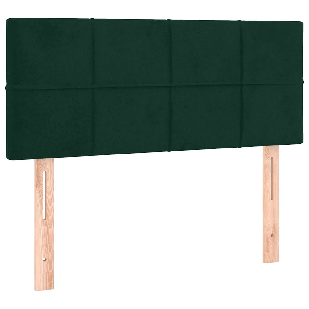 Letto a Molle con Materasso e LED Verde Scuro 90x200cm Velluto