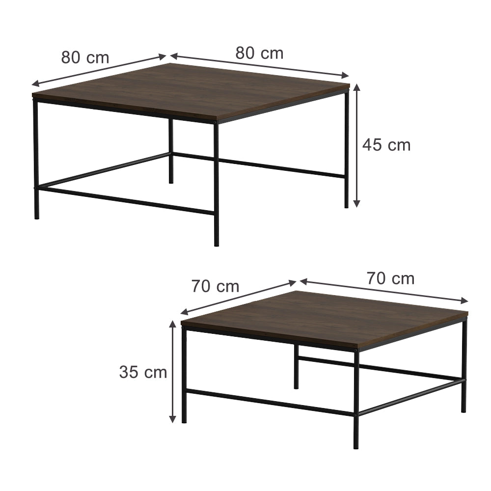 Vicco Tavolino da divano Rovere rustico 80 x 80 cm 2 parti