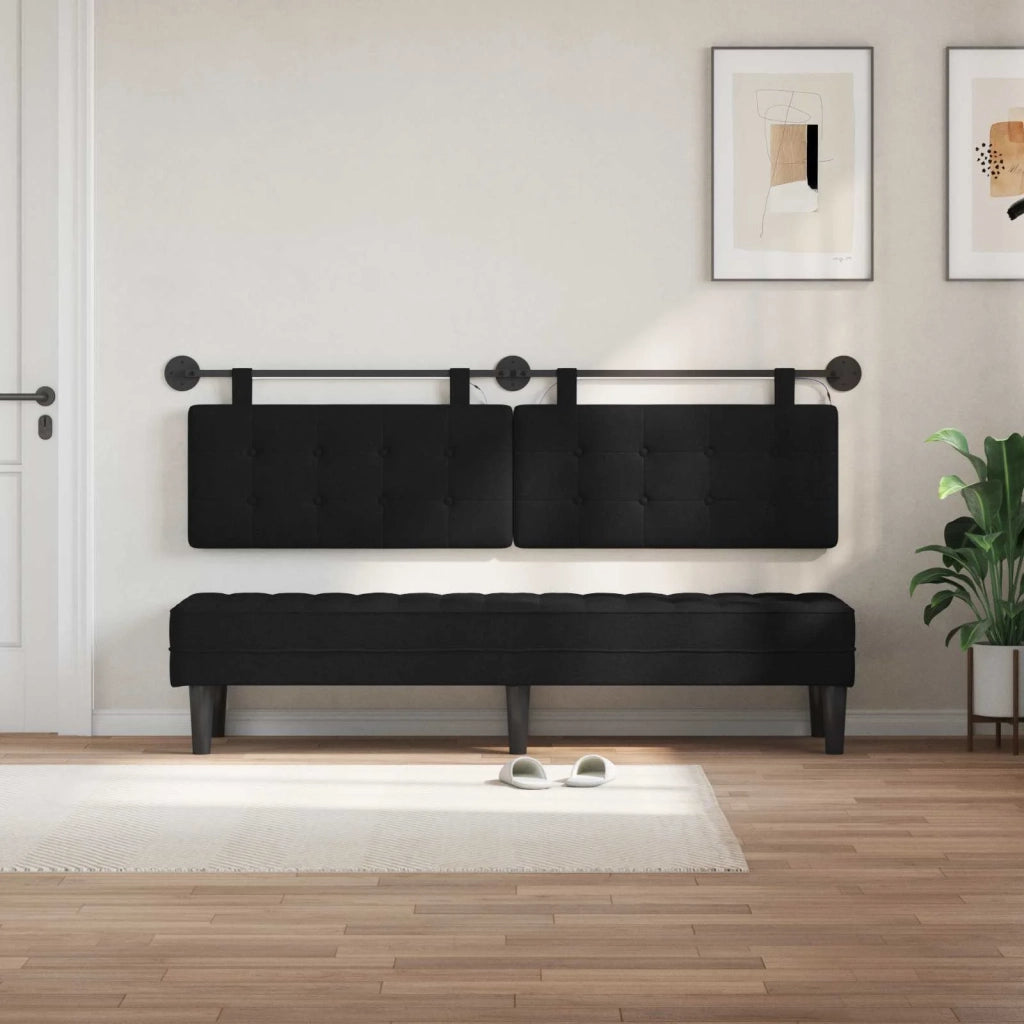 Testiera sospesa Con luce LED Nero Tessuto 3424452