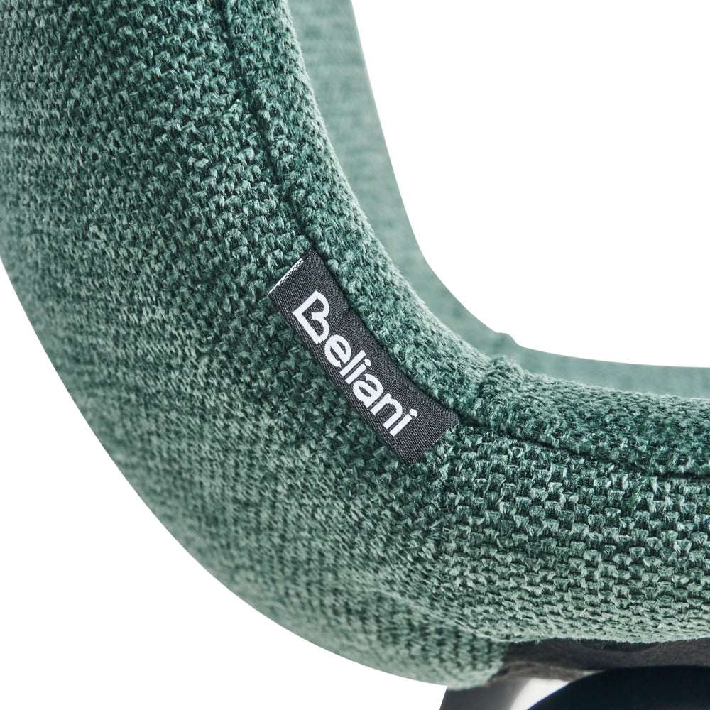 Set di 4 sedie da pranzo in tessuto Tappezzeria verde Gambe in metallo nero Design moderno e retrò