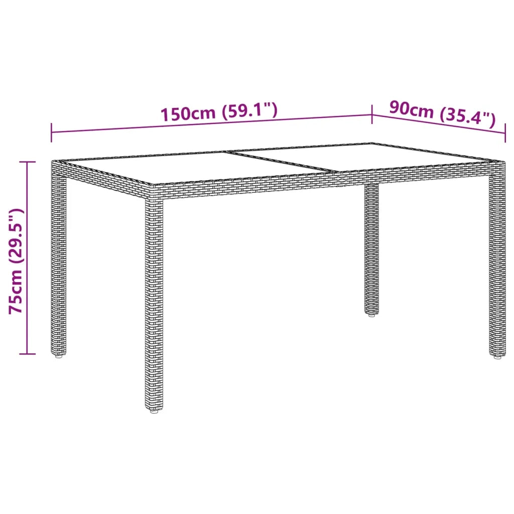 Set da Pranzo Giardino 5 pz Polyrattan e Vetro Temperato Beige 3058420