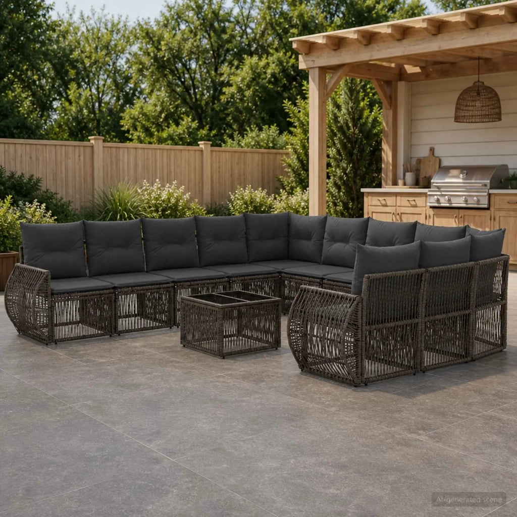 Set Divano da Giardino 12 pz Grigio e Grigio Scuro polyrattan 3435560