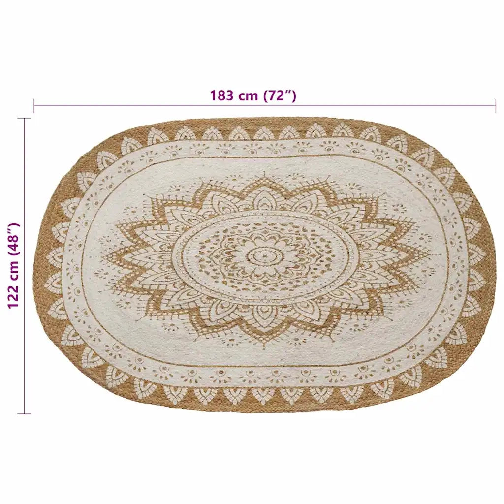 Tappeti per area Naturale con stampa bianca 122 x 183 cm Juta 42010826
