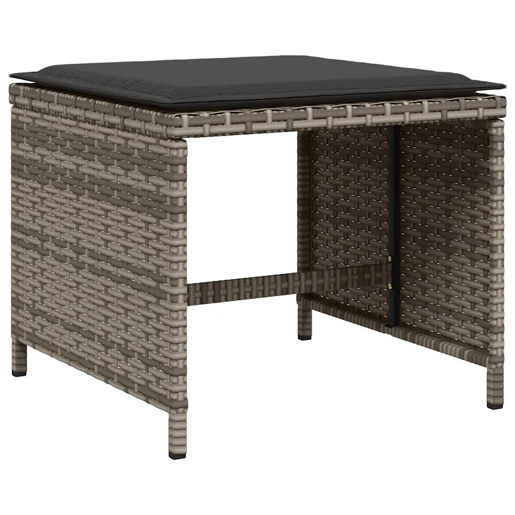 Set da Pranzo da Giardino 15 pz con Cuscini Grigio Polyrattan 3211178