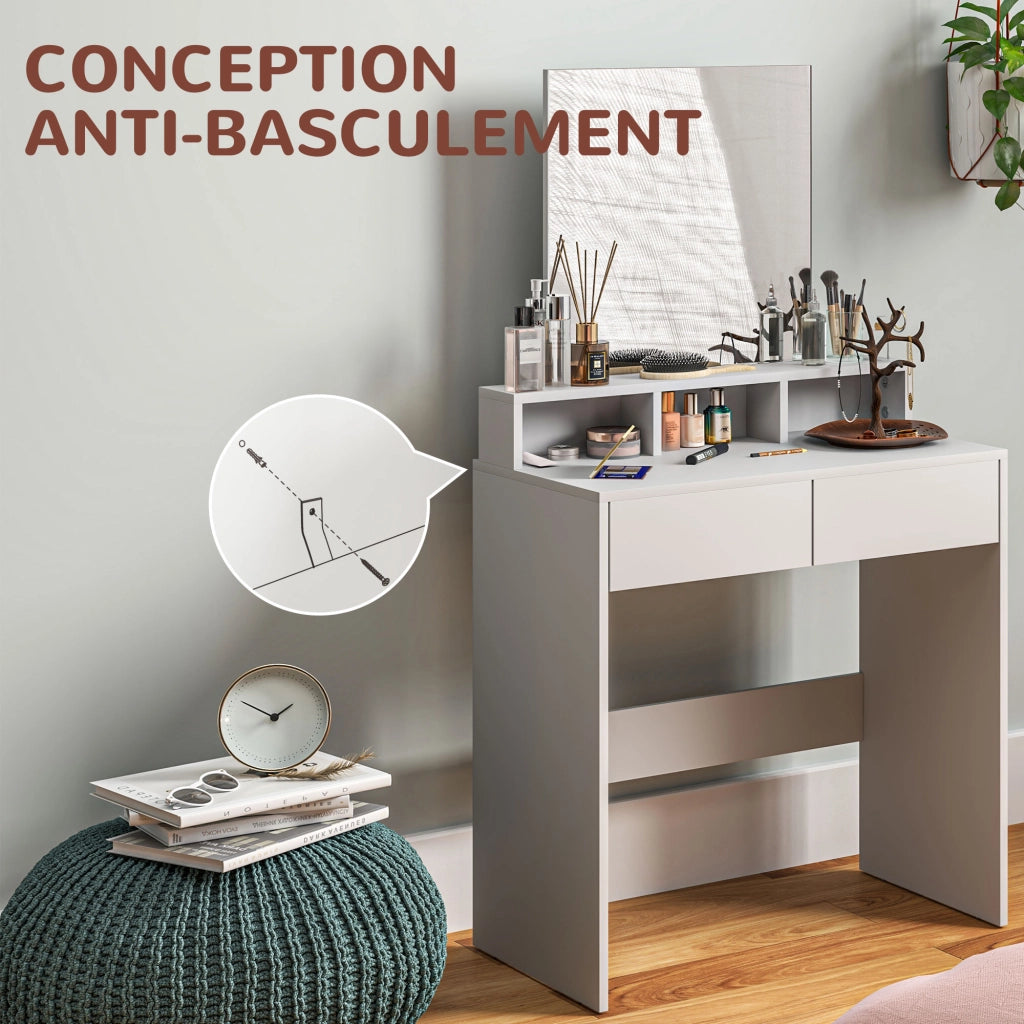 Scrivania da trucco con specchio e cassetti ¨C Minimal ¨C Bianco 75x38x135 cm