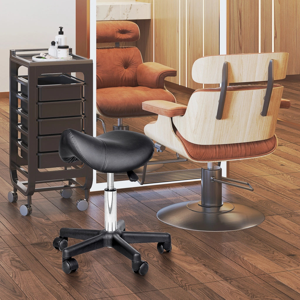 Sgabello da Massaggio con Altezza Regolabile e Rotelle ¨C Minimal ¨C Nero
