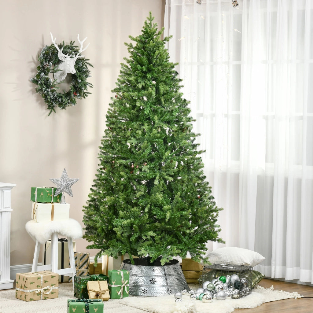 Albero di Natale Artificiale e Ignifugo per Interni con 2056 Rami e Base in Metallo, ?124x228 cm, Verde