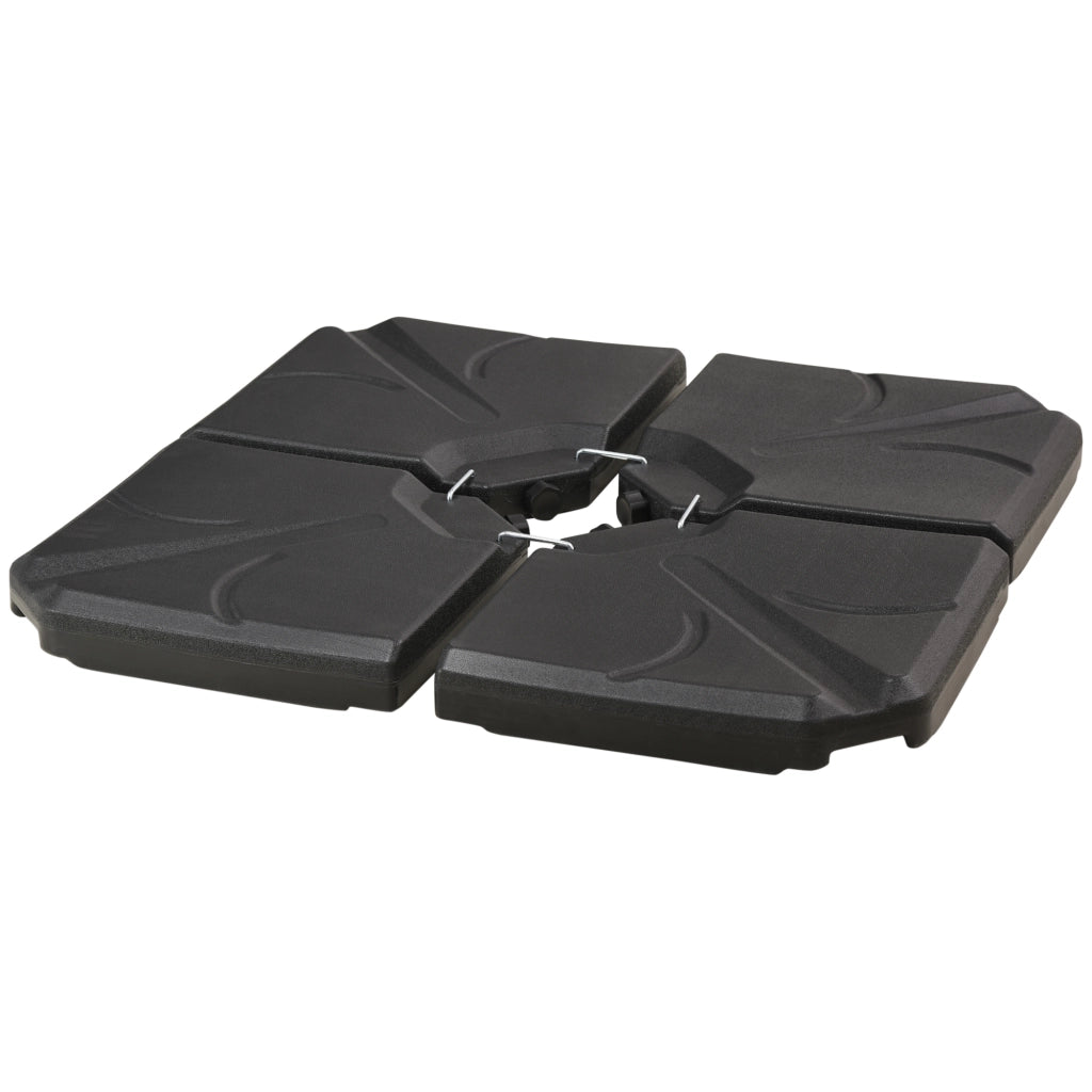 Base Ombrellone 4 Pezzi HDPE Riempibile Acqua Sabbia 18kg ¨C zephmum ¨C 103x103x8.3 cm Nero