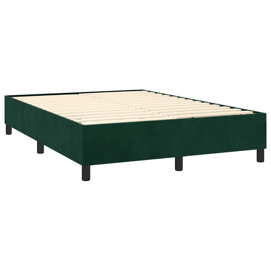 Letto a Molle con Materasso e LED Verde Scuro 140x200cm Velluto 3136308