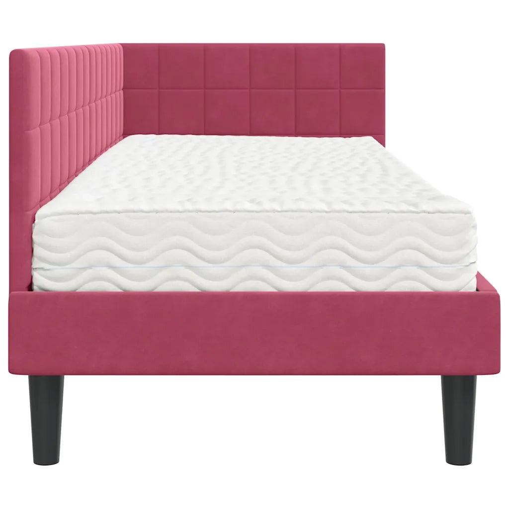 Struttura Letto Angolare con Materasso 2 pz-Giroletto con materasso Verde Velluto 263086