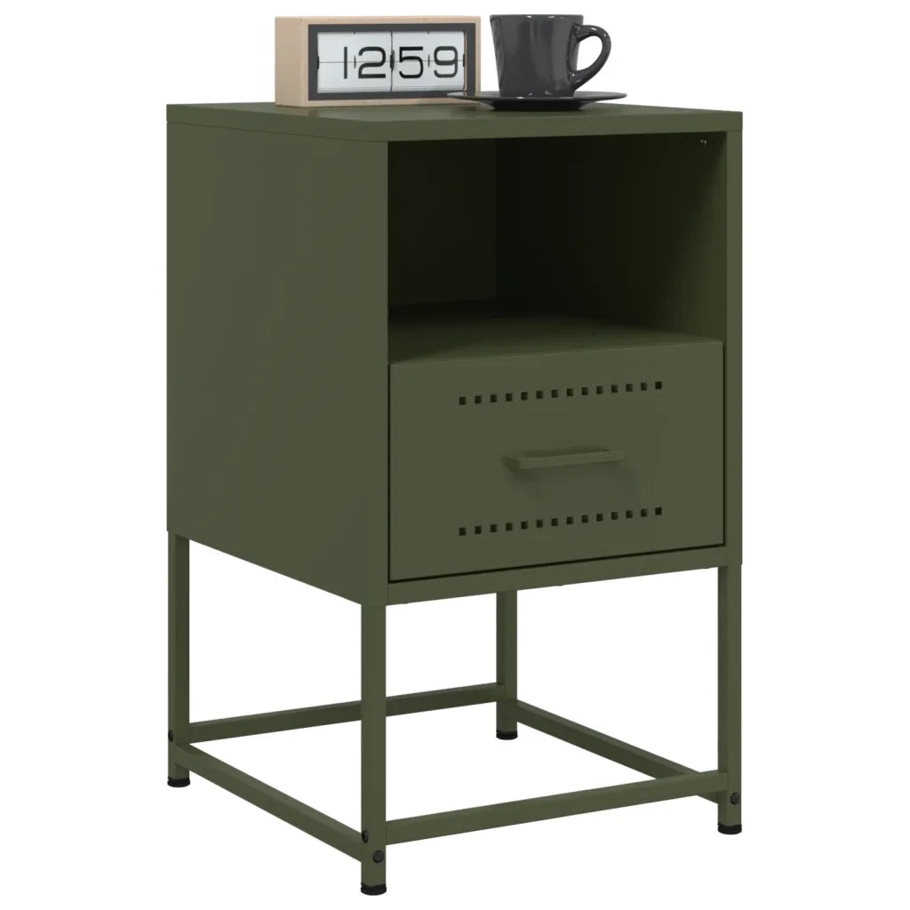 Comodino Verde Oliva 36x39x60,5 cm in Acciaio 846562
