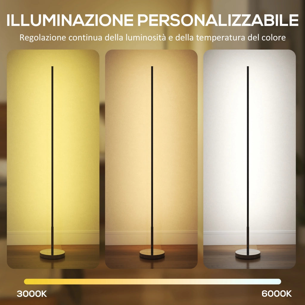 Lampada da Terra LED ¨C Minimal ¨C Argento 150 cm