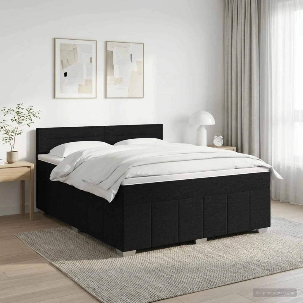 Letto box spring con materasso Nero 140 x 200 cm Tessuto 3451222
