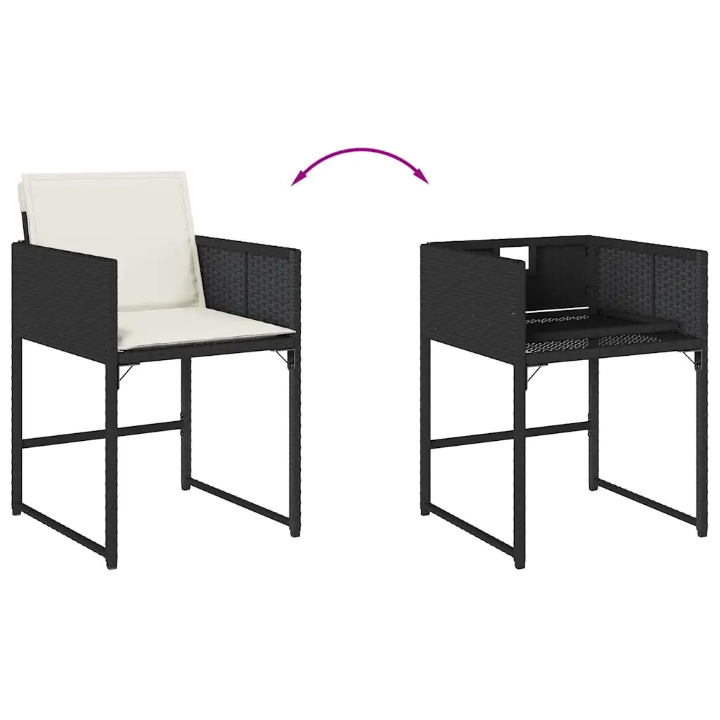 Set da Pranzo da Giardino 17 pz con Cuscini Nero in Polyrattan 3278198