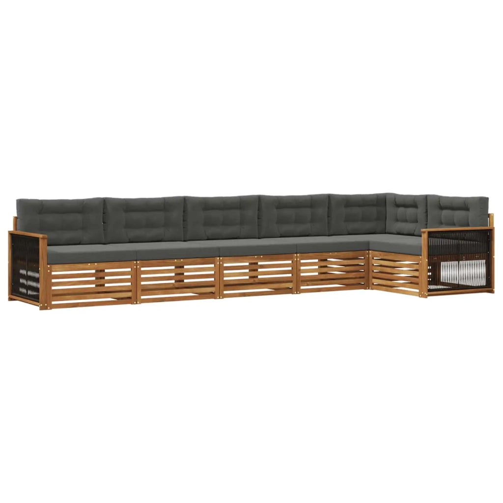 Set di divani da esterno con cuscino 6 pcs Naturale e Antracite 3383415