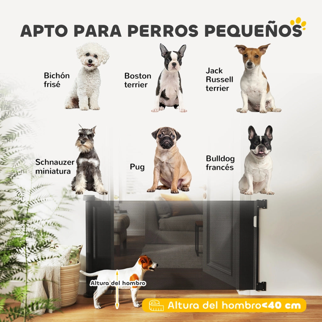 Barriera di Sicurezza per Cani Retrattile ¨C Minimal ¨C Nero 142x10x87 cm