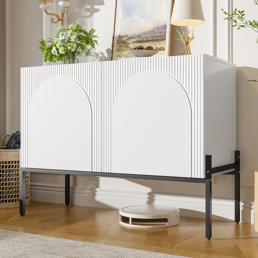SIDEBOARD a 2 ante 100x40x75 cm in pannello di legno bianco