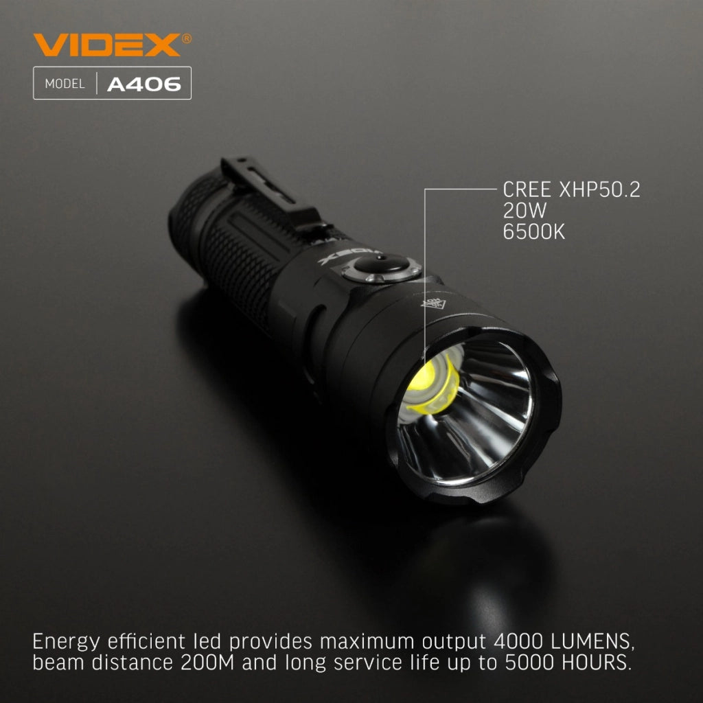 Torcia tattica LED Videx VLF-A406 4000lm IP68 USB-C