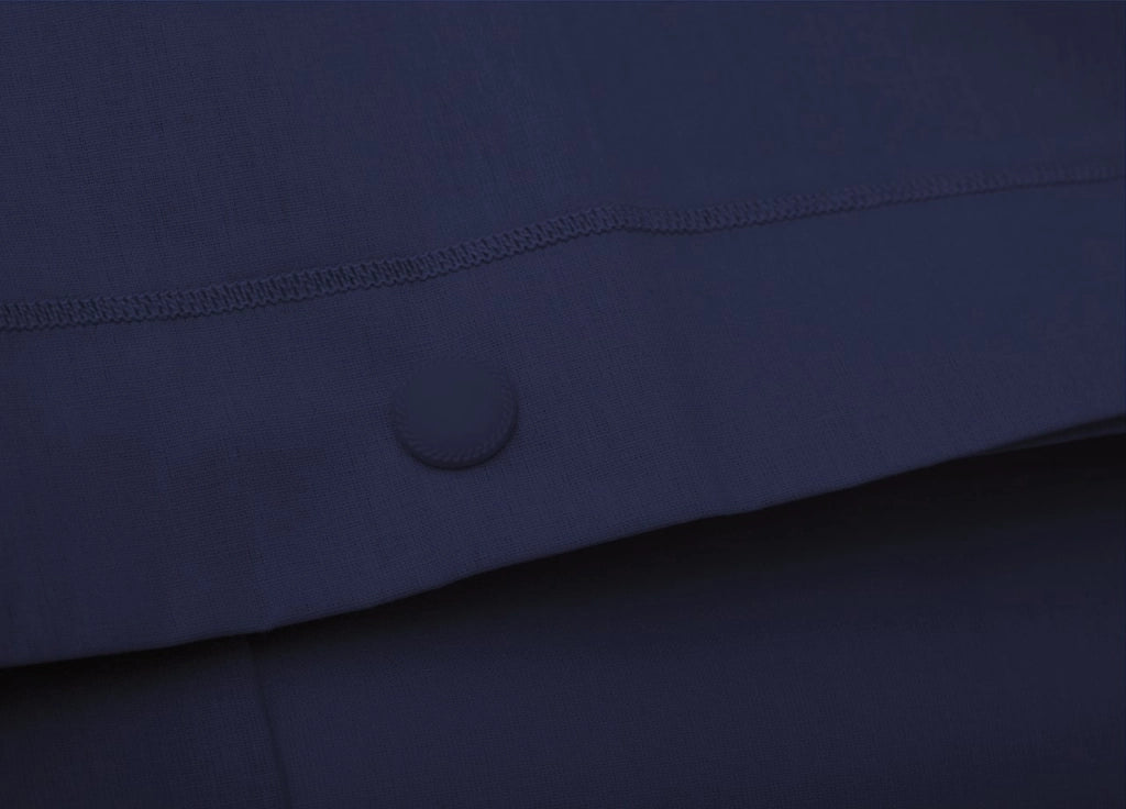 Coppia 2 Federe Cuscino Letto 100% Cotone Tinta Unita Sfoderabile Bottoni Laterali - Federe - Blu notte