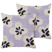 Set di 2 cuscini in cotone viola 45 x 45 cm decorativi con motivo floreale