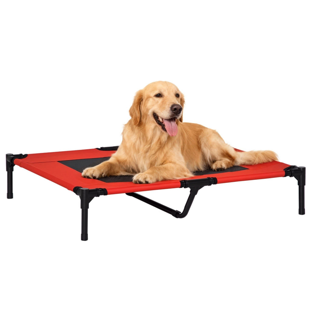 Letto per Cani Gatti Portatile con Zona a Maglia ¨C Zephmum ¨C Rosso 91.5x76.2x18 cm