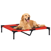 Letto per Cani Gatti Portatile con Zona a Maglia ¨C Zephmum ¨C Rosso 91.5x76.2x18 cm