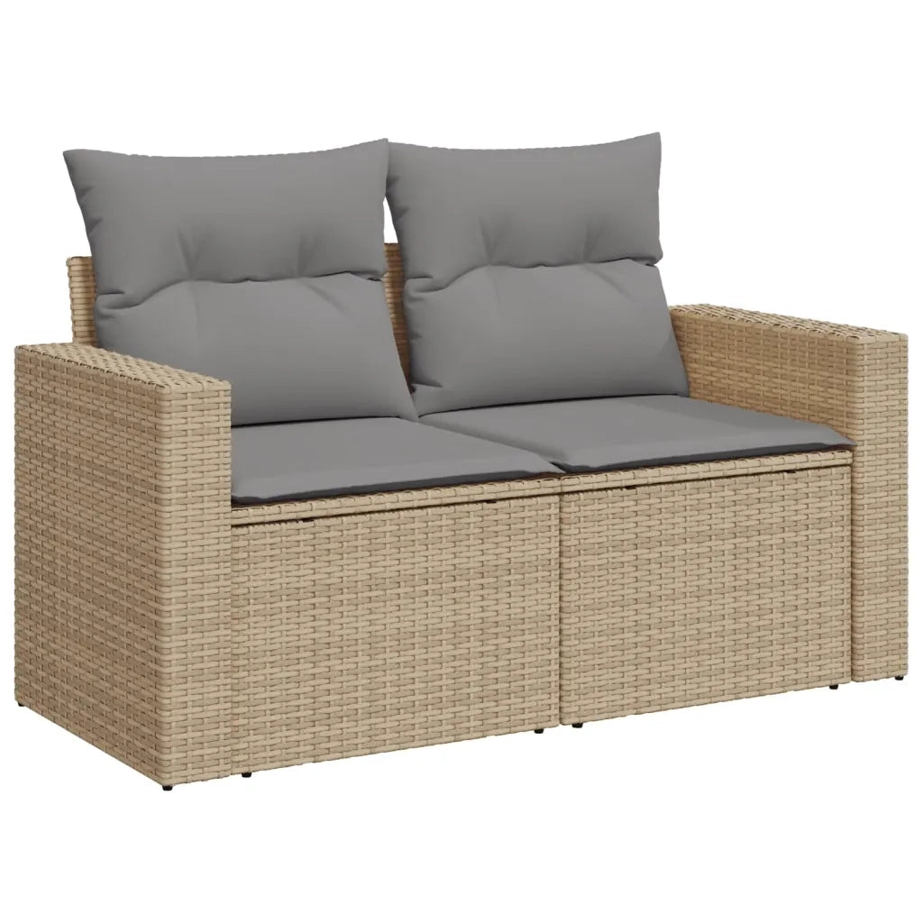 Divano da Giardino con Cuscini a 2 Posti Beige in Polyrattan 366093
