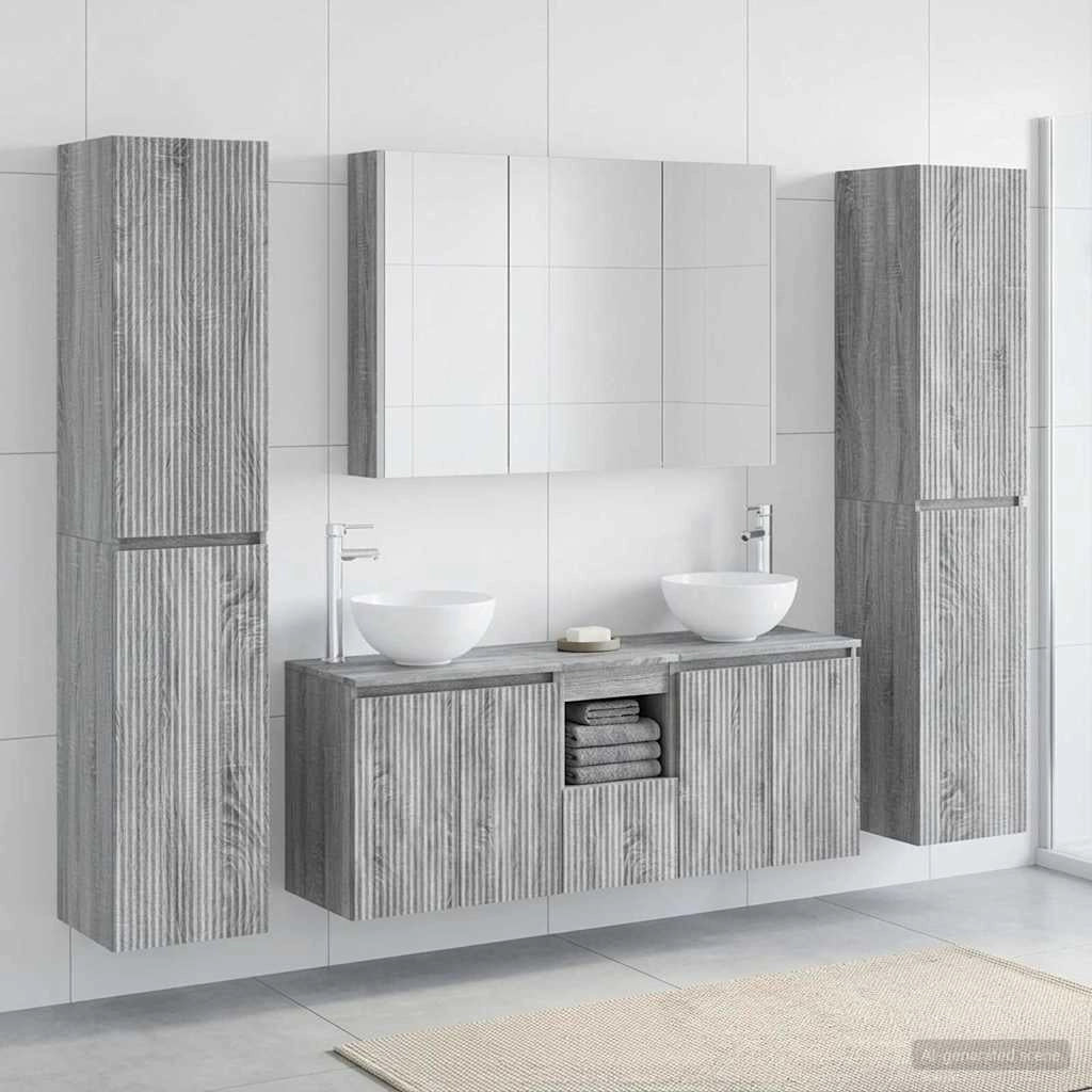 Set di mobili per il bagno 6 pz Sonoma grigio 3407220