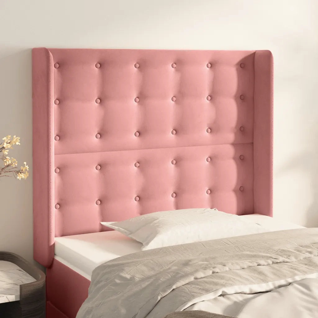 Testiera ad Orecchio-Testata con Orecchie Nera 83x16x118/128 cm in Velluto 823156