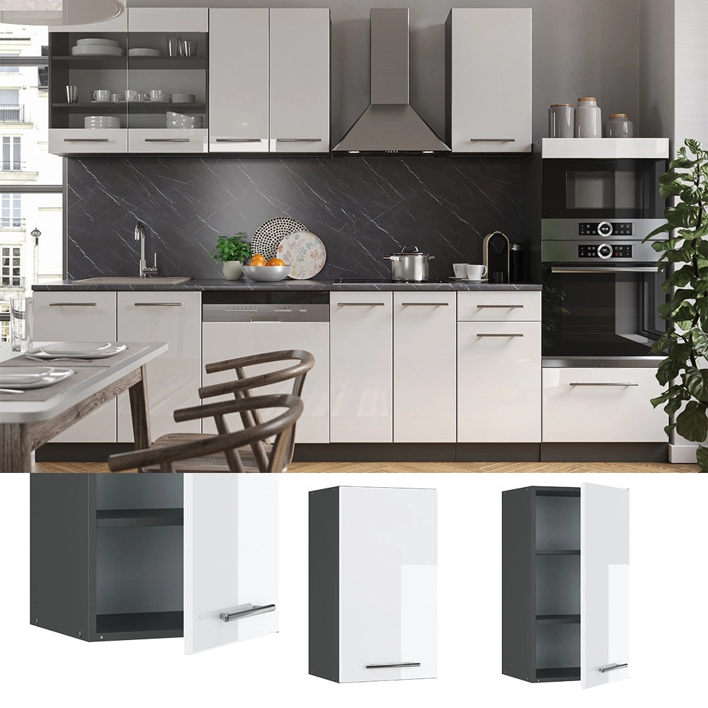 Pensile da cucina Fame-Line Bianco lucido/Antracite 40 cm Vicco