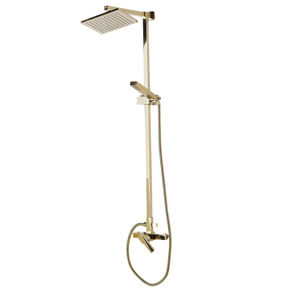 Set Miscelatore Moderno Doccia A Pioggia In Ottone Dorato A Parete