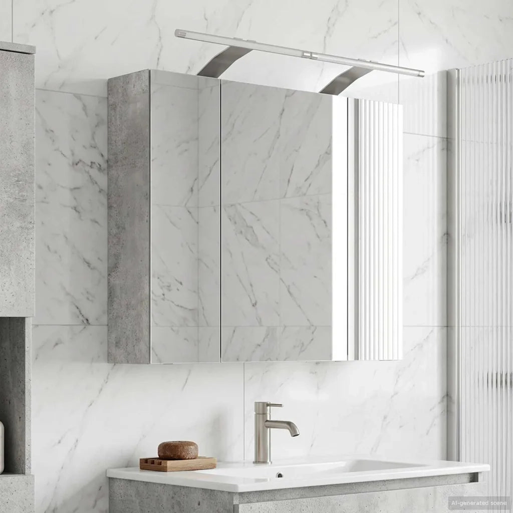 Mobiletto per specchio da bagno Grigio cemento 889082