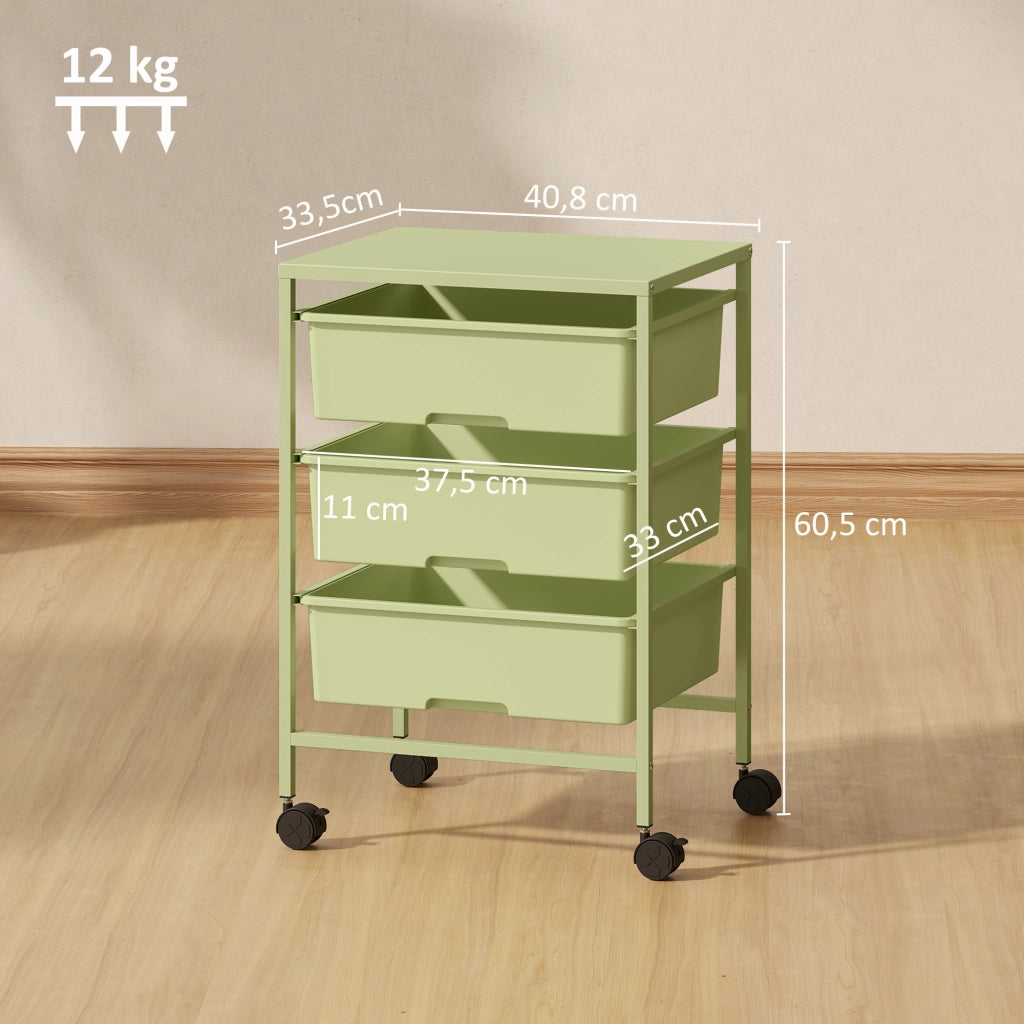 Carrello Multilivello con Cestini ¨C Minimal ¨C Verde 40,8x33,5x60,5 cm